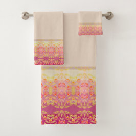 Rosa und Aprikosenblüte Badhandtuch Set