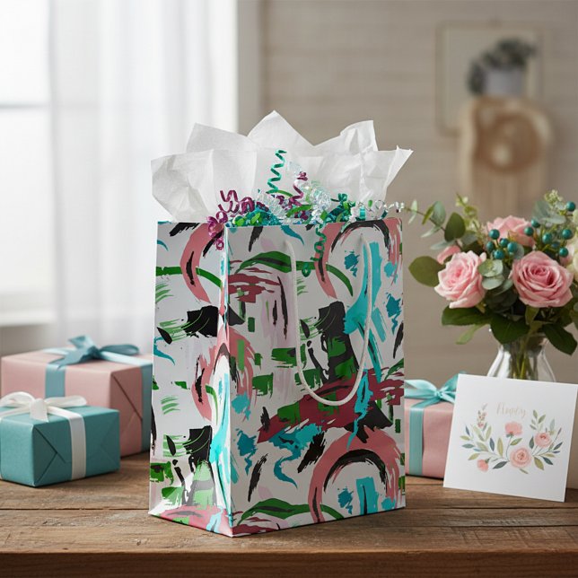 Rosa und Aqua abstrakt Mittlere Geschenktüte (Von Creator hochgeladen)