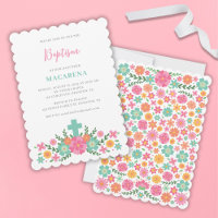 Rosa und Aqua-Blume mit Kreuzbaby Taufe