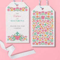 Rosa und Aqua-Blume mit Kreuzbaby Taufe