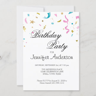 Rosa und Aqua Glitzer Confetti Einladung