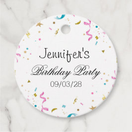 Rosa und Aqua Glitzer Confetti Geschenkanhänger