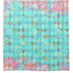 Rosa und Aqua-marokkanisches Muster Duschvorhang