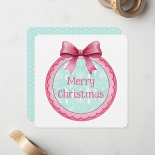 Rosa und Aquafarbene Weihnachtsdekoration Mitteilungskarte
