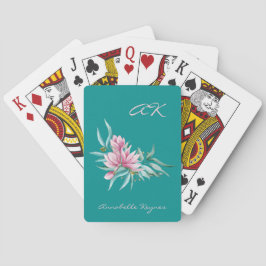 Rosa und aquamarin florale botanische elegant mit  spielkarten