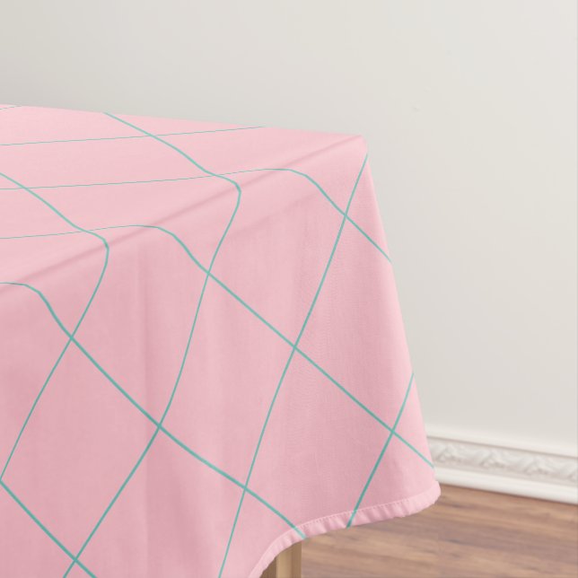 rosa und aquamarin, hübsch, Gitterbaumwolle Tischdecke (Beispiel)