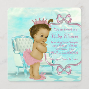 Rosa und Aquamarine Blue African American Baby Dus Einladung