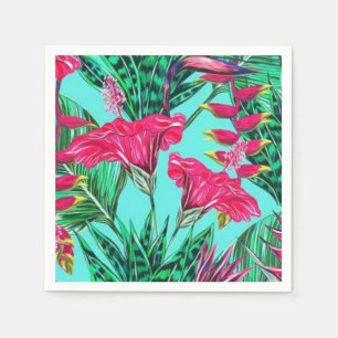 Rosa und Aquamarine Blüten Serviette