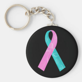Rosa und Aquamarine BRCA-DNA-Ribbon Schlüsselanhänger