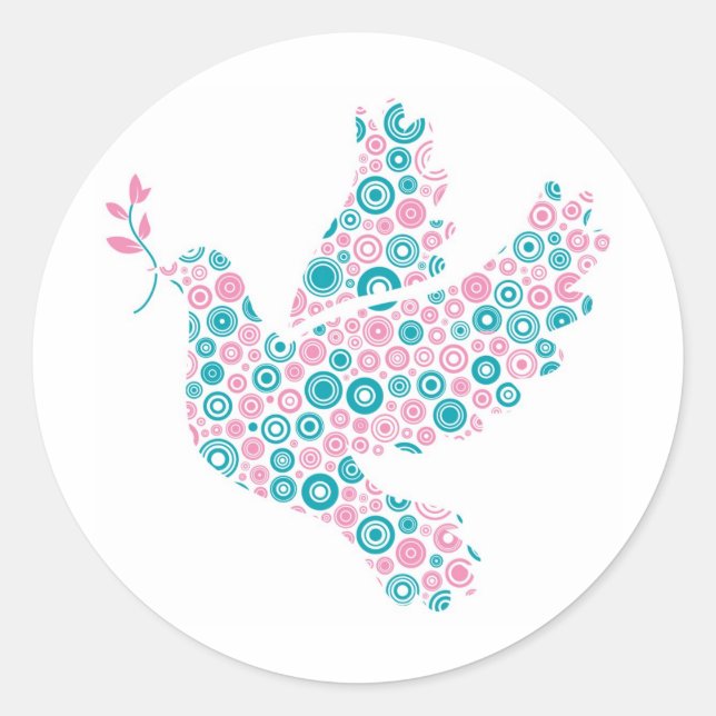 Rosa und Aquamarine DOVE Runder Aufkleber (Vorderseite)