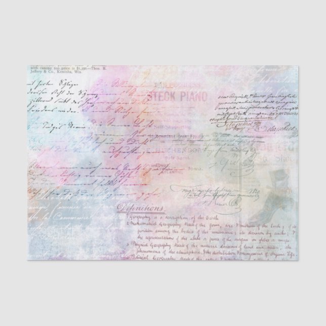 Rosa und Aquamarine Ephemera Seidenpapier (Vorderseite)