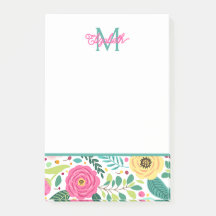 Rosa und Aquamarine Frühlingsflorenmonogramm