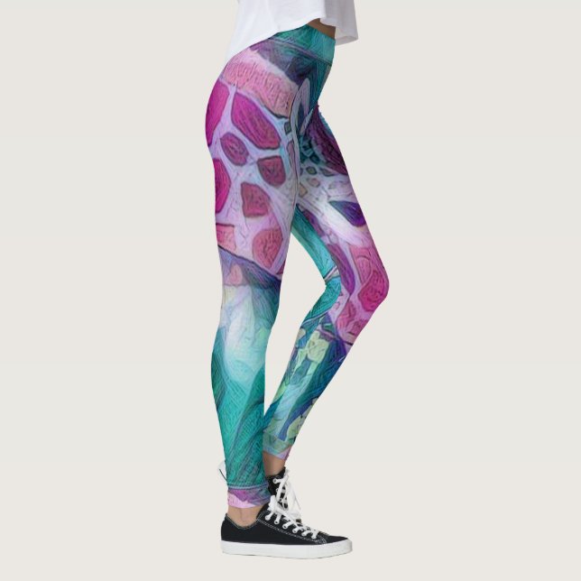 Rosa und Aquamarine Giraffe Kreative Wildtiere Abs Leggings (Rechts)