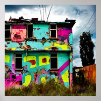 Rosa und Aquamarine Graffiti Kunst | Abandred Hous