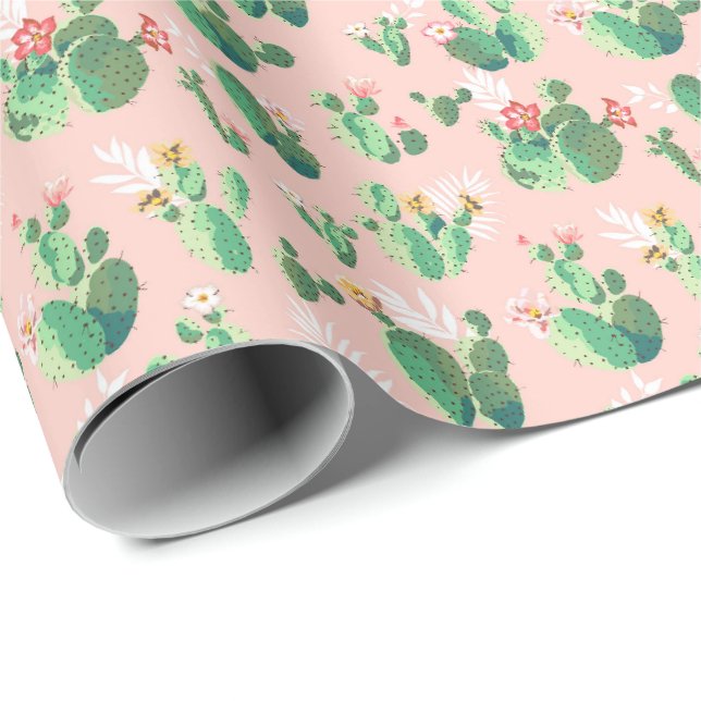 Rosa und Aquamarine Kaktus - Geschenkwrap im Südwe Geschenkpapier (Rolleneckpunkt)