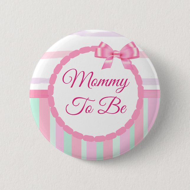 Rosa und Aquamarine Mami als Baby-Dusche Button (Vorderseite)