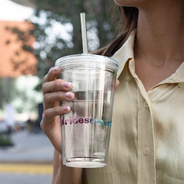 Rosa und Aquamarine Monogram Texturierte Bridesmai Acryltrinkbecher (Von Creator hochgeladen)