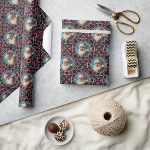 Rosa und Aquamarine Retro Santa Mandala Geometrisc Geschenkpapier