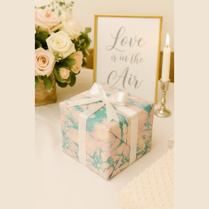 Rosa und Aquamariner Marmorwirl Luxe Geschenkpapier
