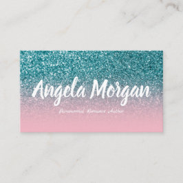 Rosa und Aquamariner Ombre Glitzer Foto Author Visitenkarte