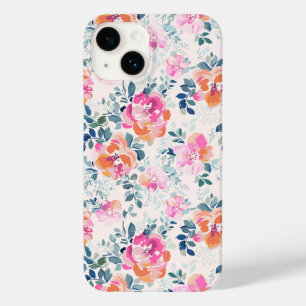 rosa und Aquamarines Blumenmuster Case-Mate iPhone 14 Hülle