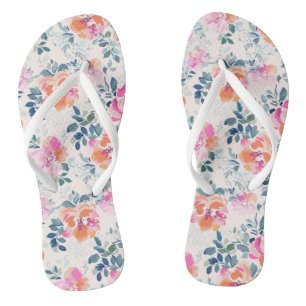 rosa und Aquamarines Blumenmuster Flip Flops