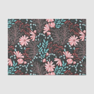 Rosa und Aquamarines dunkles Muster Seidenpapier