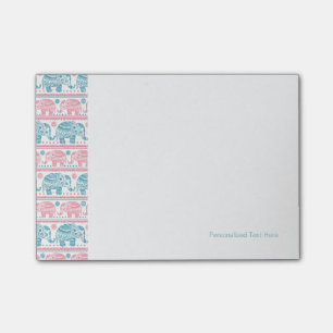 Rosa und aquamarines ethnisches Elefant-Muster Post-it Klebezettel