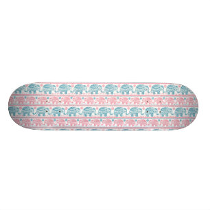 Rosa und aquamarines ethnisches Elefant-Muster Skateboard