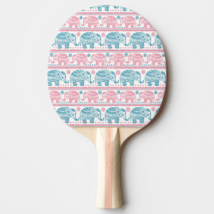Rosa und aquamarines ethnisches Elefant-Muster Tischtennis Schläger