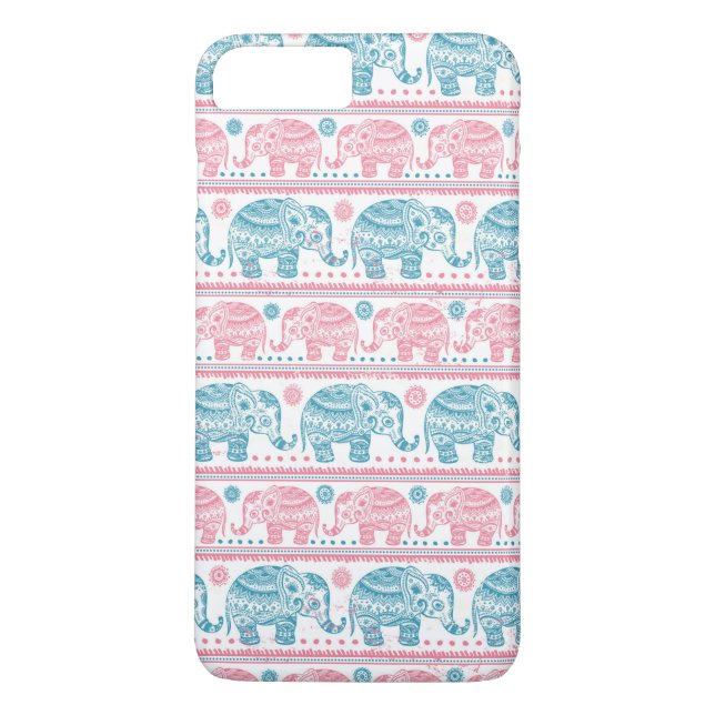 rosa und Aquamarines ethnisches Elefantenmuster Case-Mate iPhone Hülle (Rückseite)
