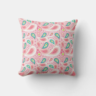 Rosa und Aquamarines Paisley-Kissen Kissen