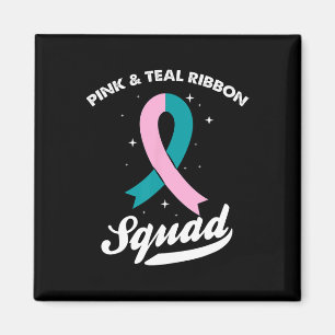 Rosa und Aquamarines Ribbon-Quadrat Ovarielle Brus Magnet