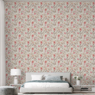 Rosa und Beige Aquarellfarben Blütenmuster Nahtlos Tapete