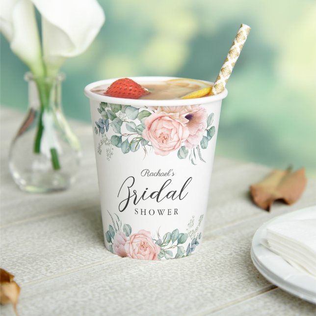 Rosa und Beige Brautparty Pappbecher (In Situ)