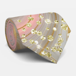 Rosa und Beige Marmor Gold Glitzer Necktie Krawatte