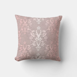 Rosa und Blassrosa Fancy Damast Kissen