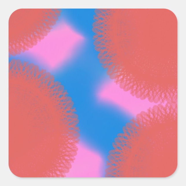 Rosa und Blau 56789 abstrakte Kunst Quadratischer Aufkleber (Vorderseite)
