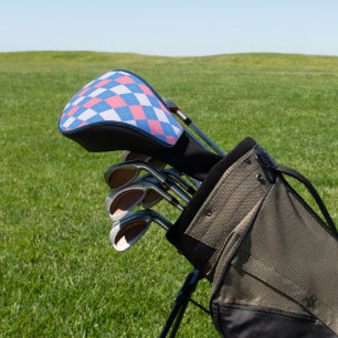 Rosa und Blau Argyle Golfkopfhaube Golf Headcover