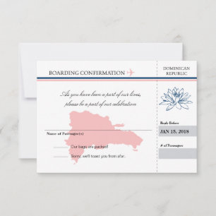 Rosa und Blau Dominikanische Republik UAWG RSVP Karte