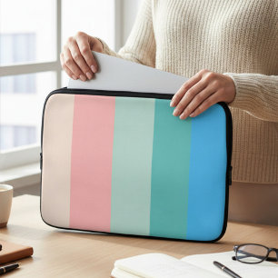 Rosa und Blau Farbbock gestreifter Laptop Überzug Laptopschutzhülle