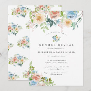 Rosa und Blau Florals Gender Reveal Baby Shower