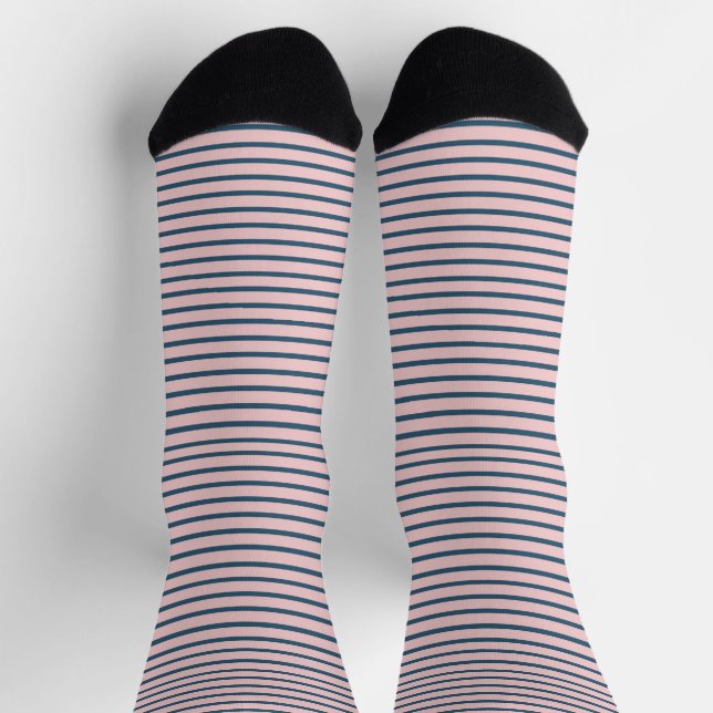 Rosa und blau gestreifte Retro Cool Classic Modern Socken (Oben)