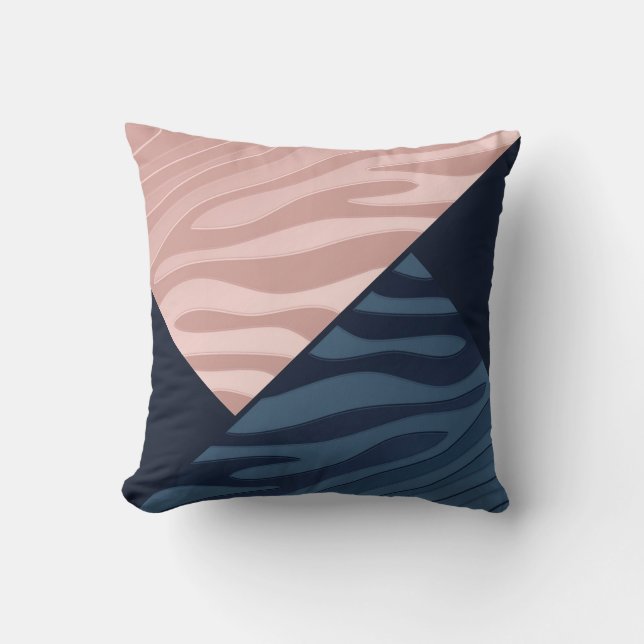 Rosa und blau glänzende Zebra Stripe Triangle Kissen (Vorderseite)