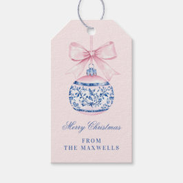 Rosa und blau Grandmillennial Weihnachtsschmuck Geschenkanhänger