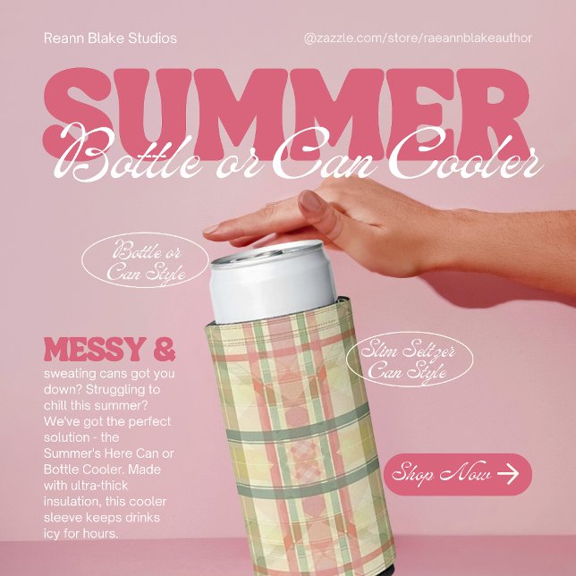 Rosa und Blau Kariert Dose oder Flasche Cooler Selters Dosenkühler (Von Creator hochgeladen)