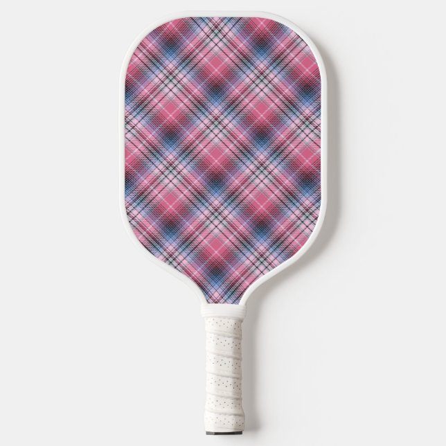 Rosa und blau Kariert Pickleball Schläger (Vorderseite)