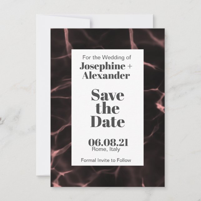 Rosa und blau marmoriertes Thema Save The Date (Vorderseite)