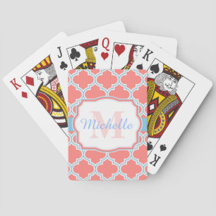 Rosa und blau marokkanische Quatrefolie Spielkarten