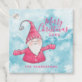 Rosa und Blau Niedlich Gnome Custom Frohe Weihnach Geschenkanhänger